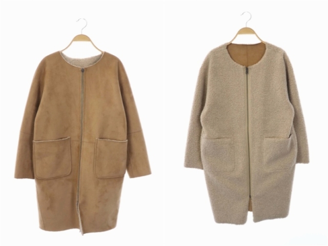 URBAN RESEARCH DOORS(アーバンリサーチドアーズ) アーバンリサーチ ドアーズ URBAN RESEARCH DOORS ノーカラージップアップファージャケット アウター ミドル丈 リバーシブル ONE 茶 ブラウン /CM ■OS レディース レディース  ONE