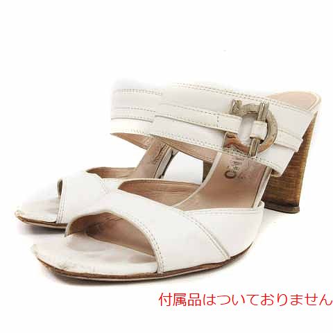 サルヴァトーレフェラガモ Salvatore Ferragamo ガンチーニヒールサンダル ミュール ストラップ ハイヒール 7 24cm 白 ホワイト /HZ7 レディース  7（日本サイズ24cm相当）