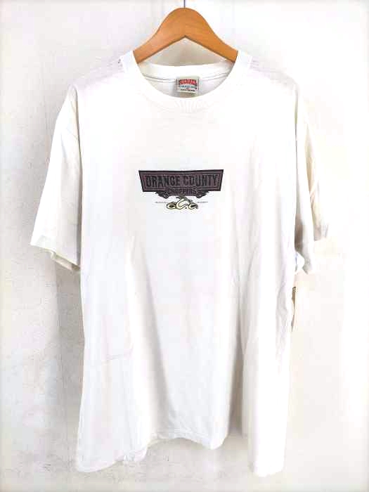 USED古着(ユーズドフルギ) 90～00S MICHAEL ATHLETIC ボディ ORANGE COUNTY CHOPPERS 両面プリント半袖Tシャツ メンズ JPN：XL