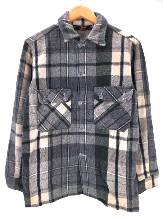 ウールリッチ WOOLRICH 50S 筆記体 黒タグ 三角タグ ウールチェックジャケット メンズ 表記無