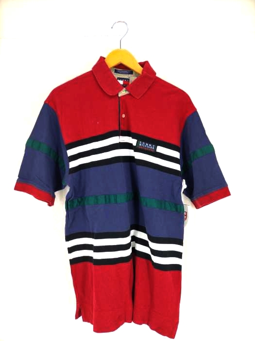 トミーヒルフィガー TOMMY HILFIGER 90S OUTDOORS テープ切替 半袖ポロシャツ メンズ  L/G