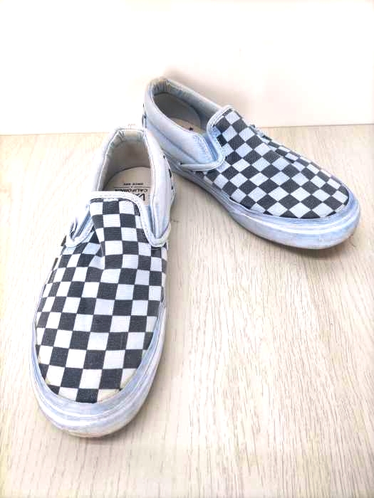 VANS(バンズ) OVER WASHED DRESS BLUE 後染めチェッカーボードスリッポン メンズ  US7