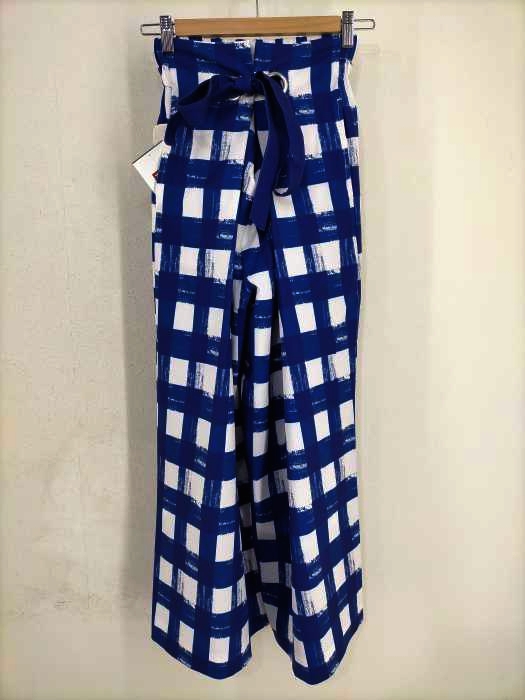 KBF(ケイビーエフ) ペイントチェック柄ポリエステルワイドパンツ レディース ONE SIZE