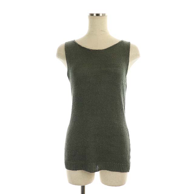 theory(セオリー) 20SS SAG HARBOR SLEEVELES SHELL リネンタンクトップ ニット ノースリーブ S 緑 カーキ /HK ■OS レディース  S