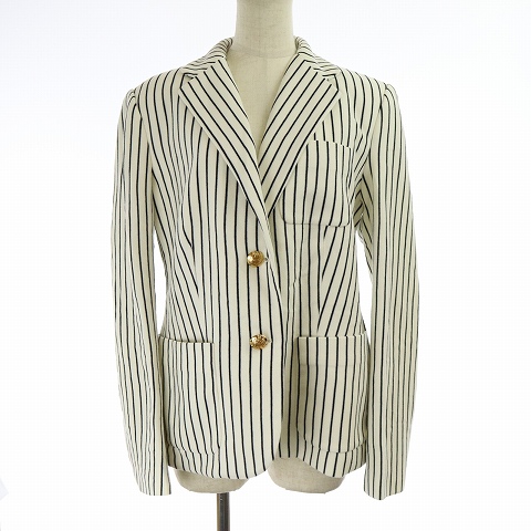 LAUREN RALPH LAUREN(ローレンラルフローレン) テーラードジャケット シングル ボーダー 金ボタン レディース  8（日本サイズL相当）