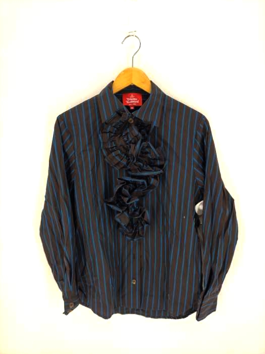 Vivienne Westwood RED LABEL(ヴィヴィアンウエストウッドレッドレーベル) オーブ刺繍フリルストライプシャツ レディース  02
