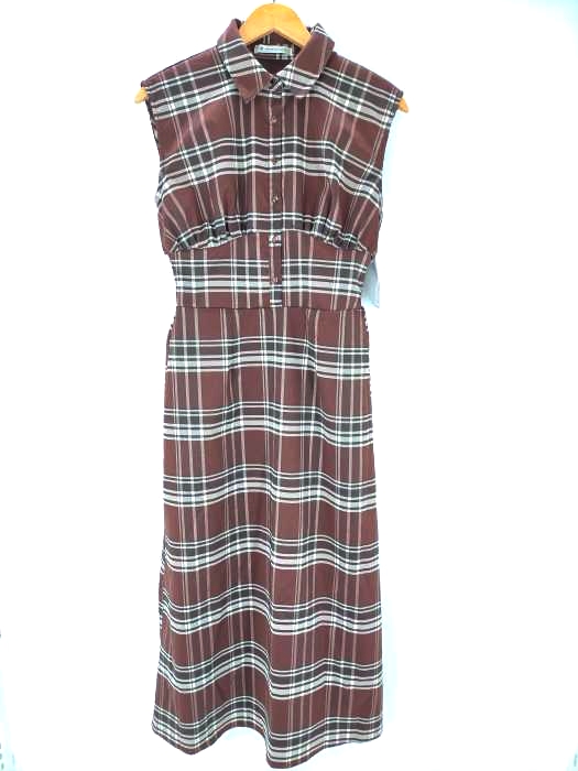 マジェスティックレゴン MAJESTIC LEGON 22ss 襟付きチェックノースリワンピ マジェスティックレゴン レディース JPN：M
