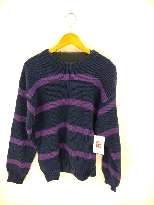 エディーバウアー Eddie Bauer 黒タグ後期 ボーダー コットンニット メンズ import：M