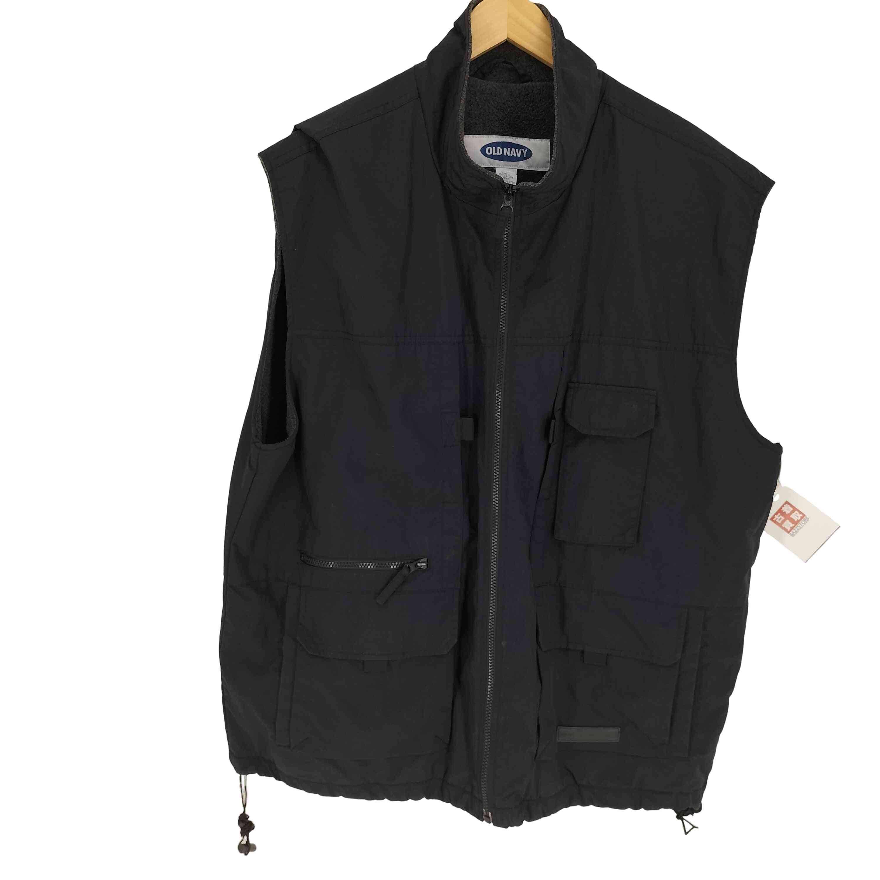 OLD NAVY(オールドネイビー) 90S 裏地フリース マルチポケット 裾ドーローコード ナイロン ベスト メンズ XXL【中古】【ブランド古着バ