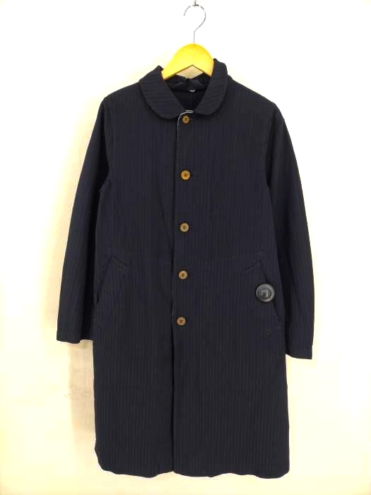 COMME des GARCONS COMME des GARCONS(コムデギャルソンコムデギャルソン) AD2015 15AW ストライプ織柄 丸襟ステンカラーコート レディース JPN:L