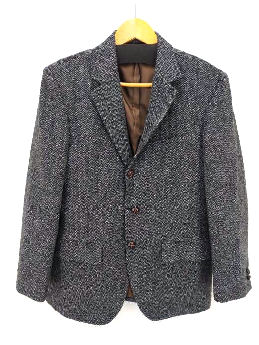 ヨークシャーツウィードファブリック yorkshire tweed fabric くるみボタン 英国製ヘリンボーン柄3Bジャケット メンズ  92A5