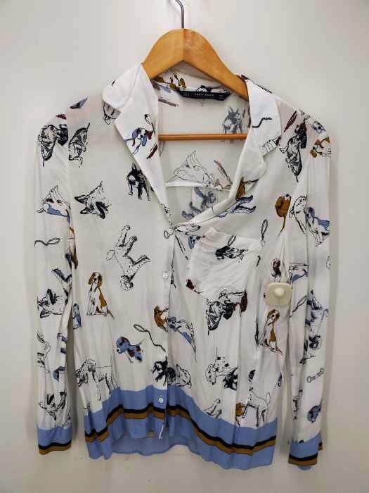 ZARA BASIC(ザラベーシック) ドッグプリント シャツブラウス レディース JPN:S