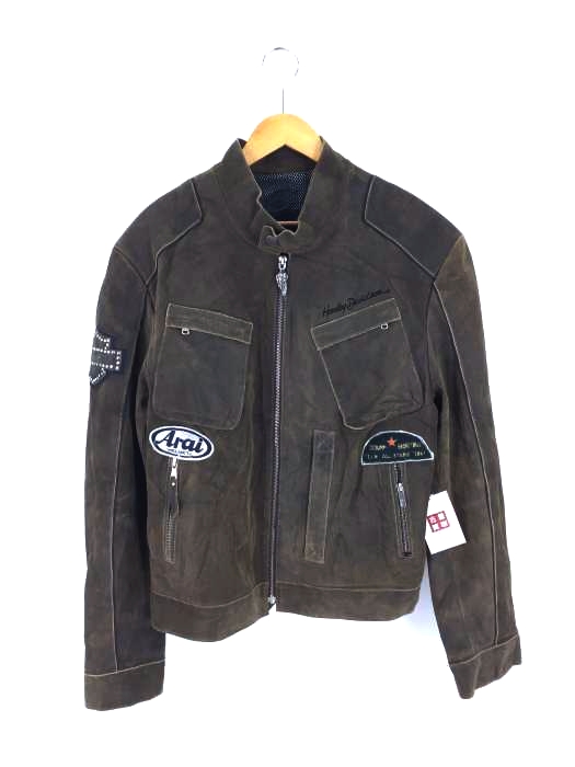HARLEY DAVIDSON(ハーレーダヴィットソン) スエード 裏地メッシュ ノーカラー シングルライダース メンズ JPN：XL