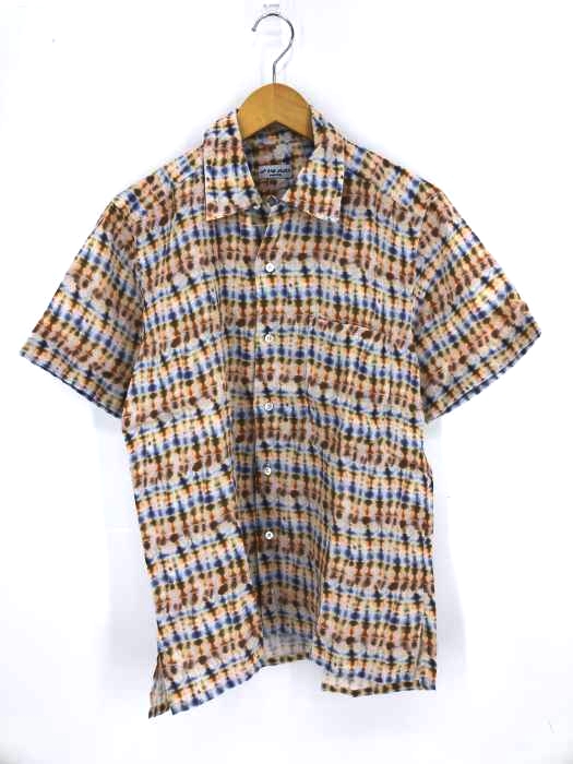 USED古着(ユーズドフルギ) of the cloth イタリア製 タイダイ染め リネンオープンカラーシャツ メンズ 表記無