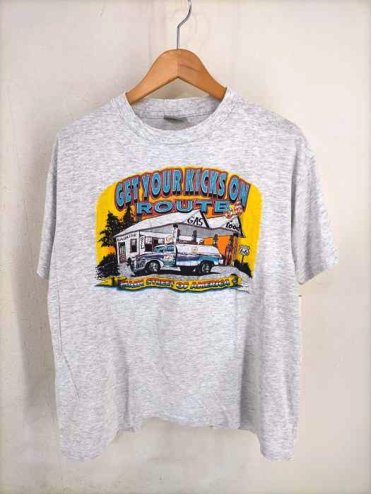 ONEITA(オニータ) 90S USA製 GET YOUR KICKS ON ROUTE ラバープリントTシャツ メンズ 表記無