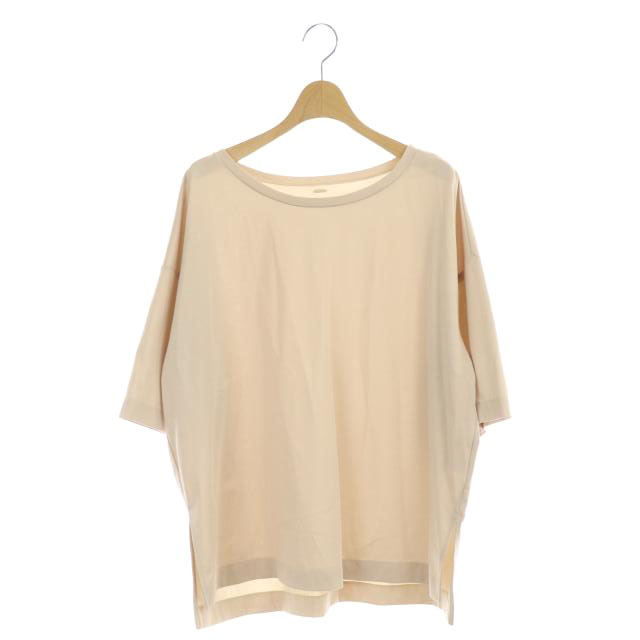 COLLAGE GALLARDAGALANTE(コラージュ ガリャルダガランテ) BIGシルエットTシャツ カットソー 五分袖 プルオーバー クルーネック F ベージュ /AA ■OS レディース  F
