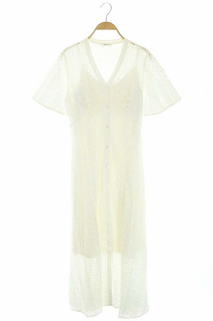 FRAY I.D(フレイアイディー) 19SS 総レースロングワンピース 半袖 刺繍 1 白 ホワイト /DF ■OS レディース 1(日本サイズS相当)