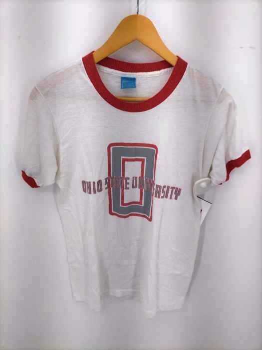 SCREEN STARS(スクリーンスターズ) 80S 初期 USA製 OHIO STATE UNIVER SITY ラバープリントリンガーTシャツ メンズ JPN：M