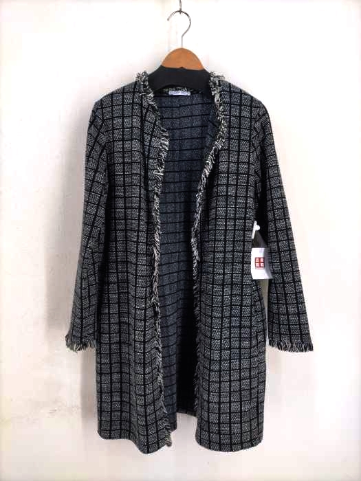 ザラ ZARA チェック柄ボタンレスコート レディース JPN：S