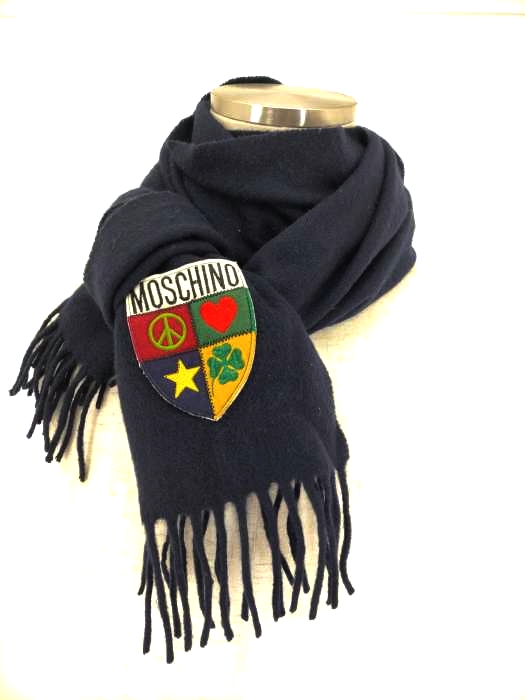 モスキーノ MOSCHINO ワッペン装飾 ラムウール マフラー レディース 表記無