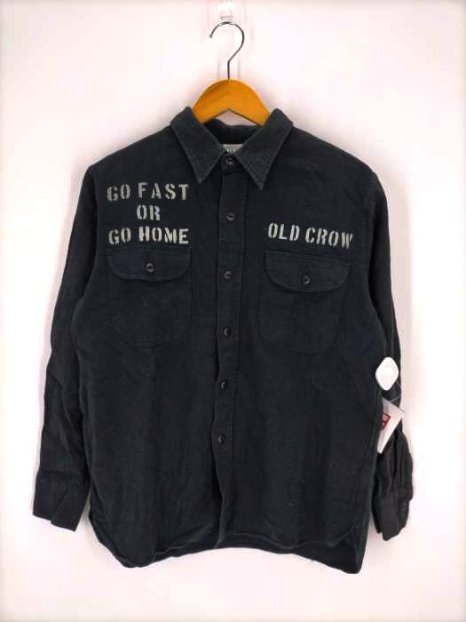 OLD CROW(オールドクロウ) ステンシルプリント ワークシャツ メンズ JPN：M