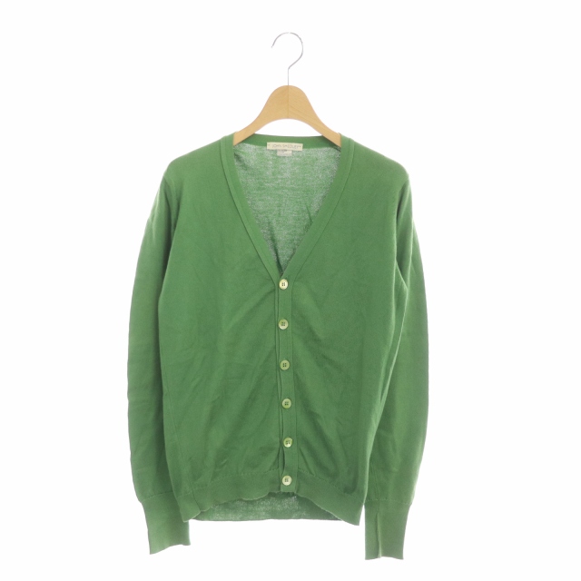 JOHN SMEDLEY(ジョンスメドレー) カーディガン Vネック コットン 長袖 M 黄緑 ライトグリーン /HS レディース  M