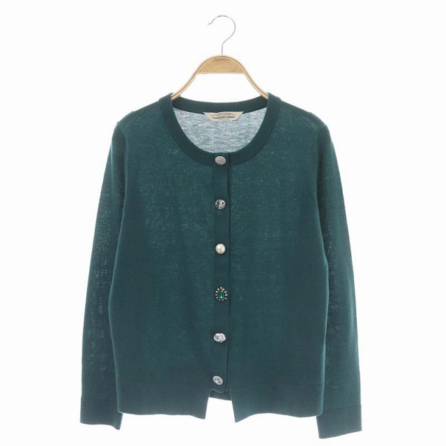 Torrazzo Donna(トラッゾドンナ) ニット カーディガン 長袖 クルーネック 装飾ボタン ウール 緑 グリーン /AA レディース  サイズ表記なし