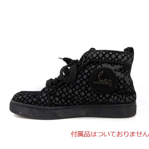 CHRISTIAN LOUBOUTIN(クリスチャンルブタン) スニーカー ハイカットシューズ レースアップ ラメ ロゴ 34.5 21.5cm 黒 ブラック /PJ レディース  34.5（日本サイズ21.5cm相当）
