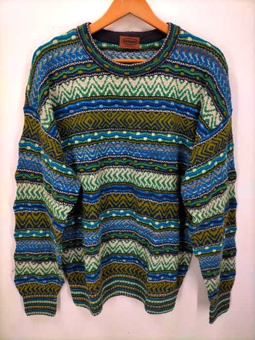 MISSONI(ミッソーニ) イタリア製 リネン混 マルチボーダーニット メンズ  48