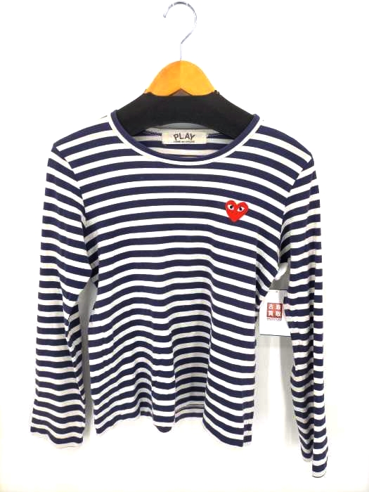 PLAY COMME des GARCONS(プレイコムデギャルソン) ハートロゴ ボーダー L/S Tee レディース 表記無