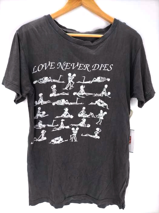ユーズドフルギ USED古着 LOVE NEVER DIESS KULL SEX TEE ヴィンテージ ボロ シングルステッチ メンズ 表記無