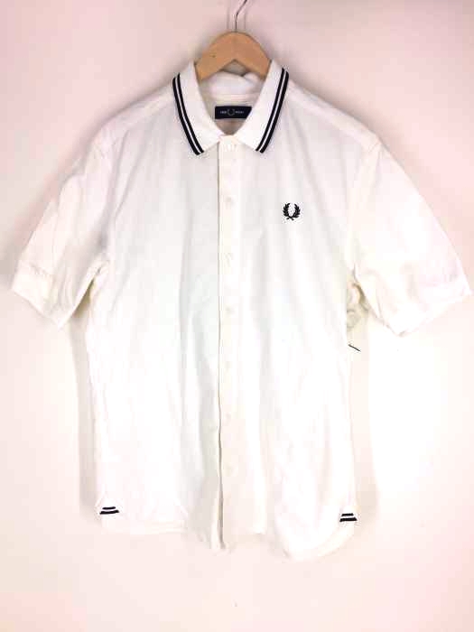 FRED PERRY(フレッドペリー) 刺繍ロゴ 半袖 ボタン シャツ メンズ トップス カジュアルシャツ