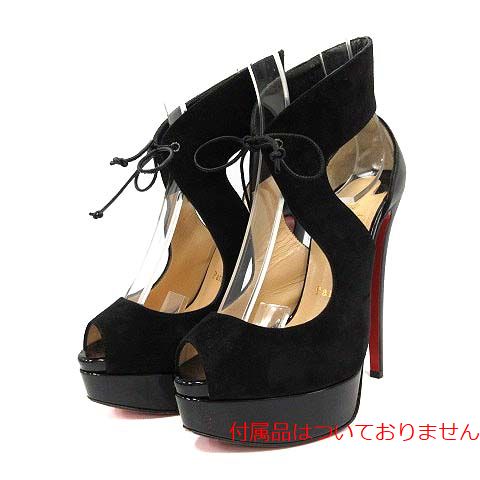 CHRISTIAN LOUBOUTIN(クリスチャンルブタン) パンプス ピンヒール オープントゥ スエード 36 23cm 黒 ブラック イタリア製 /YO2 ■SH レディース 36(約23cm相当)