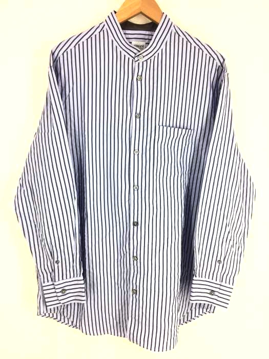 アルマーニコレツィオーニ ARMANI COLLEZIONI 長袖バンドカラーストライプボタンシャツ ルーマニア製 メンズ  L
