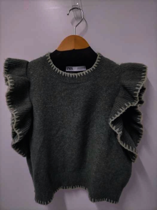 ザラ ZARA RUFFLED KNIT VEST レディース import：M