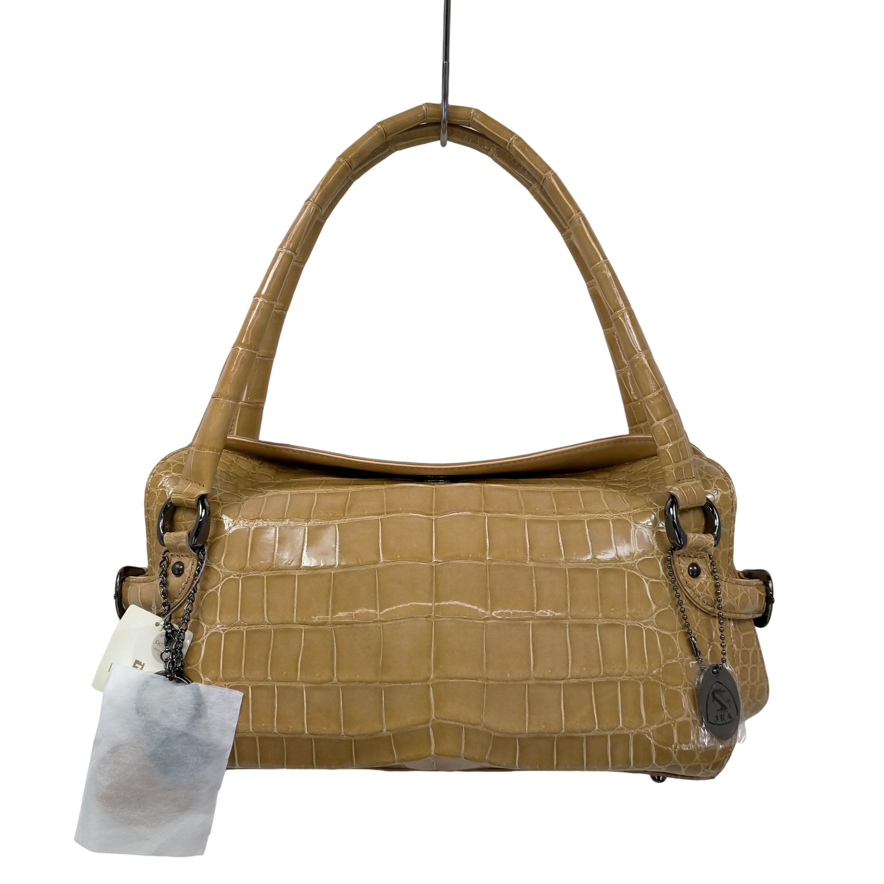 ユーズドフルギ USED古着 {PATTi PATTi}} シャイニング加工 クロコレザー ハンドバック レディース 表記無
