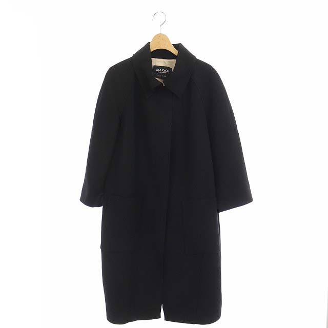 MAX & CO.(マックスアンドコー) マックス&コー MAX&CO. ステンカラーコート アウター ロング ウール 46 黒 ブラック /HS レディース レディース  46（日本サイズXXL相当）
