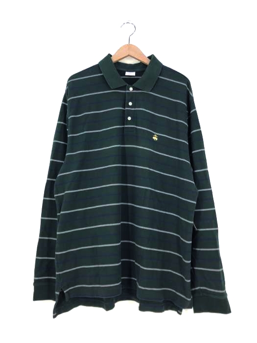 346 BROOKS BROTHERS(ブルックスブラザーズ) ロゴ刺繍 ボーダーロングスリーブポロシャツ メンズ import:XL