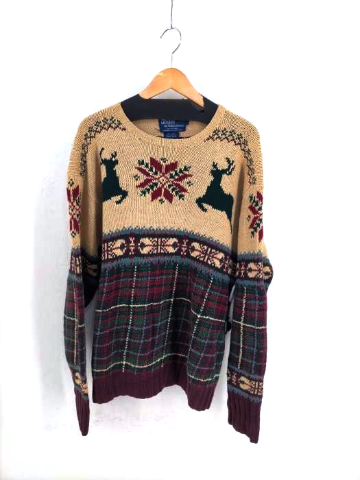 Polo by RALPH LAUREN(ポロバイラルフローレン) 90S リネンコットン総柄ニット メンズ JPN：L