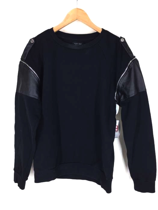 ZARA MAN(ザラマン) レザー付 クルーネック トレーナー メンズ  EUR L
