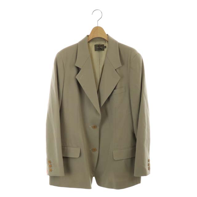 CALVIN KLEIN(カルバンクライン) ウールジャケット テーラード シングル LL  ベージュ /MF ■OS レディース  LL