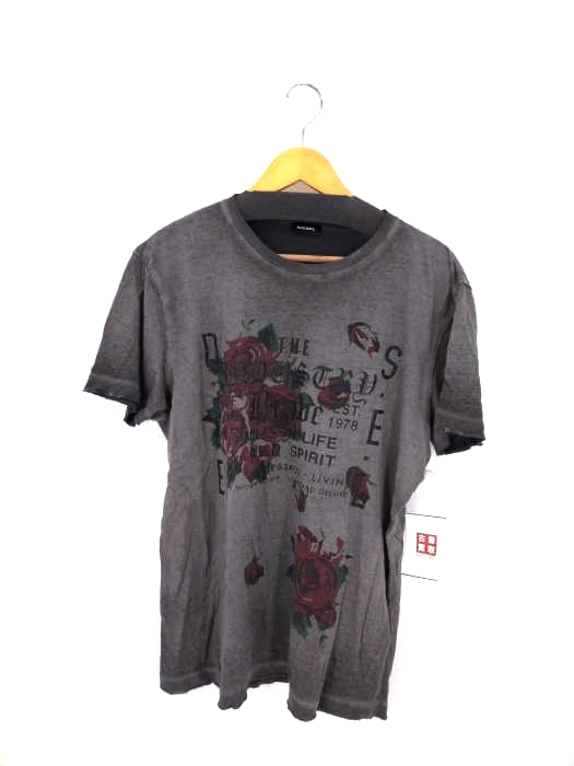 ディーゼル DIESEL ウォッシュ加工 プリント クルーネックTシャツ メンズ import：M