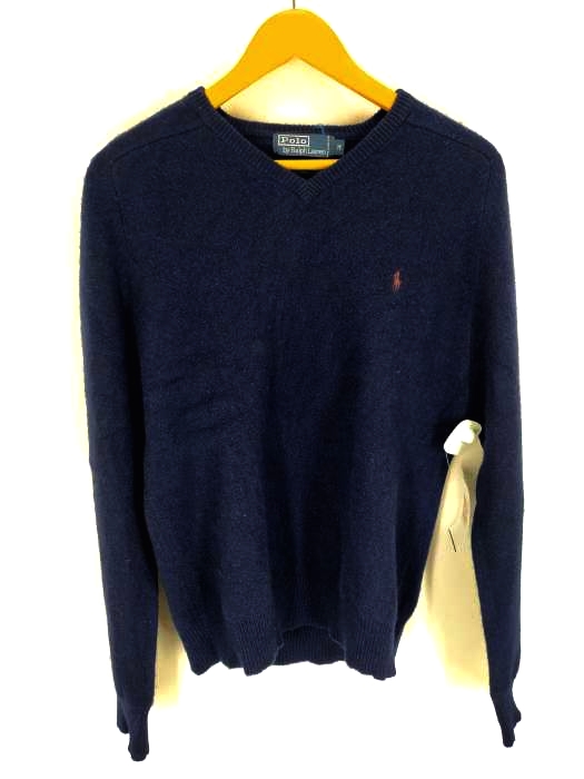 Polo by RALPH LAUREN(ポロバイラルフローレン) 100% LAMBSWOOL 刺繍Vネックセーター メンズ JPN：M