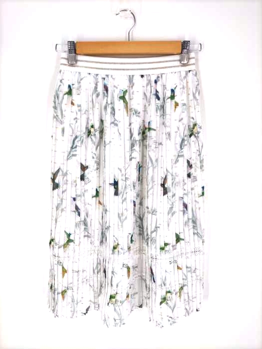 テッドベーカー TED BAKER 鳥プリント プリーツスカート レディース  0