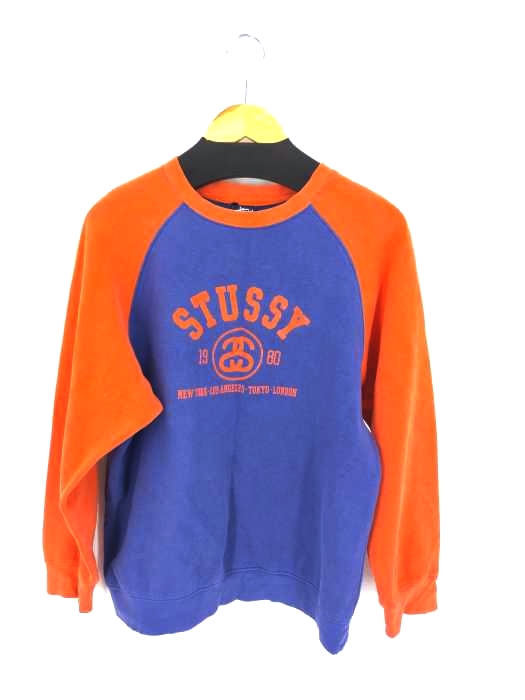 ステューシー Stussy 紺タグ SSリンクロゴ ラグランスウェット メンズ import：M