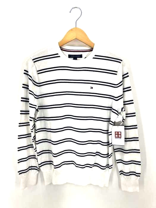 TOMMY HILFIGER(トミーヒルフィガー) ロゴ刺繍 ボーダーコットンニットカットソー メンズ import：S