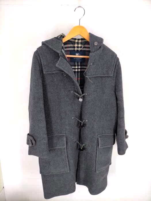 BURBERRY LONDON(バーバリーロンドン) バーバリー ロンドン BURBERRY LONDON ダッフルコート アウター フード ミドル丈 裏チェック柄 グレー /ES ■OS メンズ メンズ  サイズの記載なし※実寸サイズをご確認ください