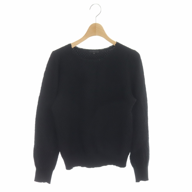 TO BE CHIC(トゥービーシック) 19AW ニット カットソー プルオーバー 長袖 ワッフル ラメ ビーズ 42 黒 ブラック /DF レディース  42(日本サイズL相当）