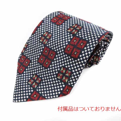 EMPORIO ARMANI(エンポリオアルマーニ) ネクタイ レギュラータイ 絹 シルク混 和柄 総柄 紺 ネイビー 赤 レッド 白 ホワイト /HZ26 ■IBS81 メンズ