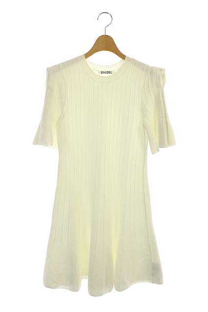 snidel(スナイデル) 19SS ニットワンピース ひざ丈 五分袖 F 白 ホワイト /MF ■EC レディース  F